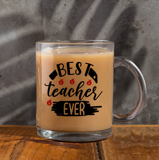 best teacher ever Printed Glass Mug