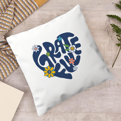 Grateful in Heart Shape Print Design Cushion (12x12 inches) Pack of 1