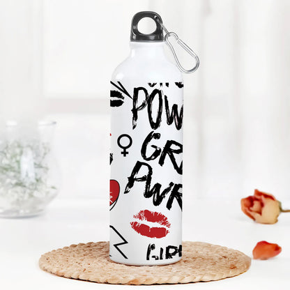 Girl power typography pattern Printed Normal Sipper Water Bottle 750 ml For Gym, Yoga, Kids, Boys, Girls, Brother, Sister, Babies, Baby, Workout, Adults