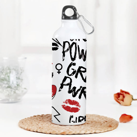 Girl power typography pattern Printed Normal Sipper Water Bottle 750 ml For Gym, Yoga, Kids, Boys, Girls, Brother, Sister, Babies, Baby, Workout, Adults
