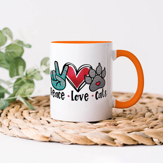 Peace Love cats design Handle 330 ml Coffee Mug