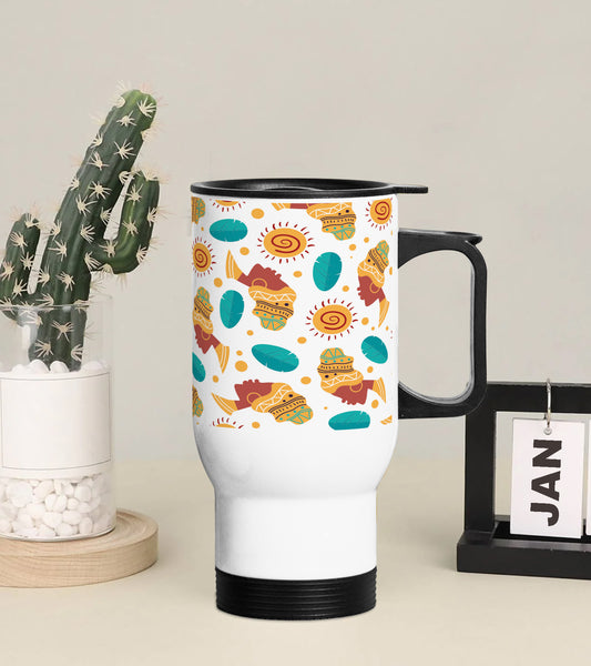 Sun and leaf pattern Printed 350ML Travel MUG