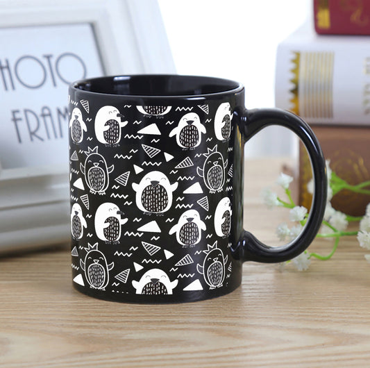 Hand drawn penguin doodle pattern Full Black 330 ml Coffee Mug