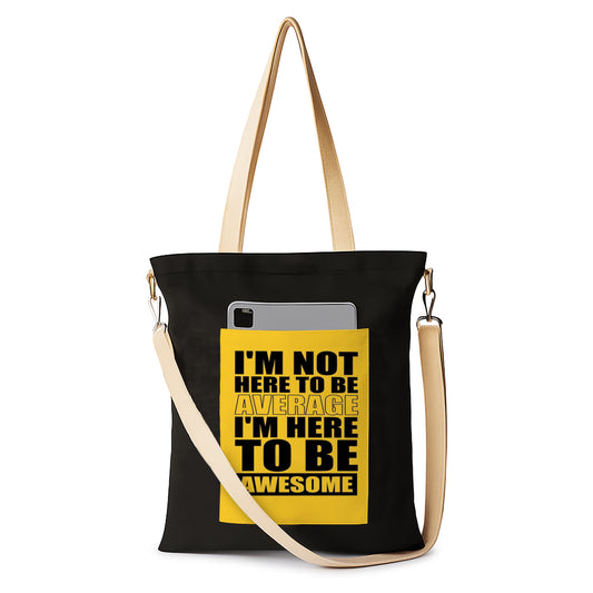 I am not here Printed Women's Girls Cross Body Sling Bag with Extra Front Pocket, College Bag for Girls, Tote Bag for Shopping,Travel