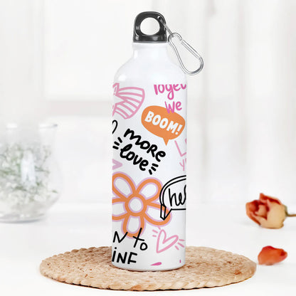 Fashion abstract seamless pattern with graffiti words Printed Normal Sipper Water Bottle 750 ml For Gym, Yoga, Kids, Boys, Girls, Brother, Sister, Babies, Baby, Workout, Adults