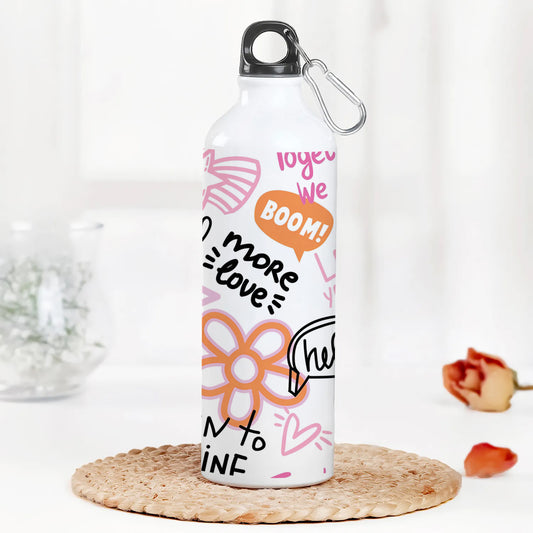 Fashion abstract seamless pattern with graffiti words Printed Normal Sipper Water Bottle 750 ml For Gym, Yoga, Kids, Boys, Girls, Brother, Sister, Babies, Baby, Workout, Adults