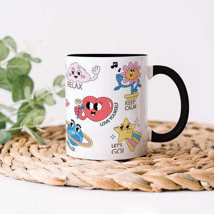 Hand drawn trendy cartoon badges design 330 ml Coffee Mug