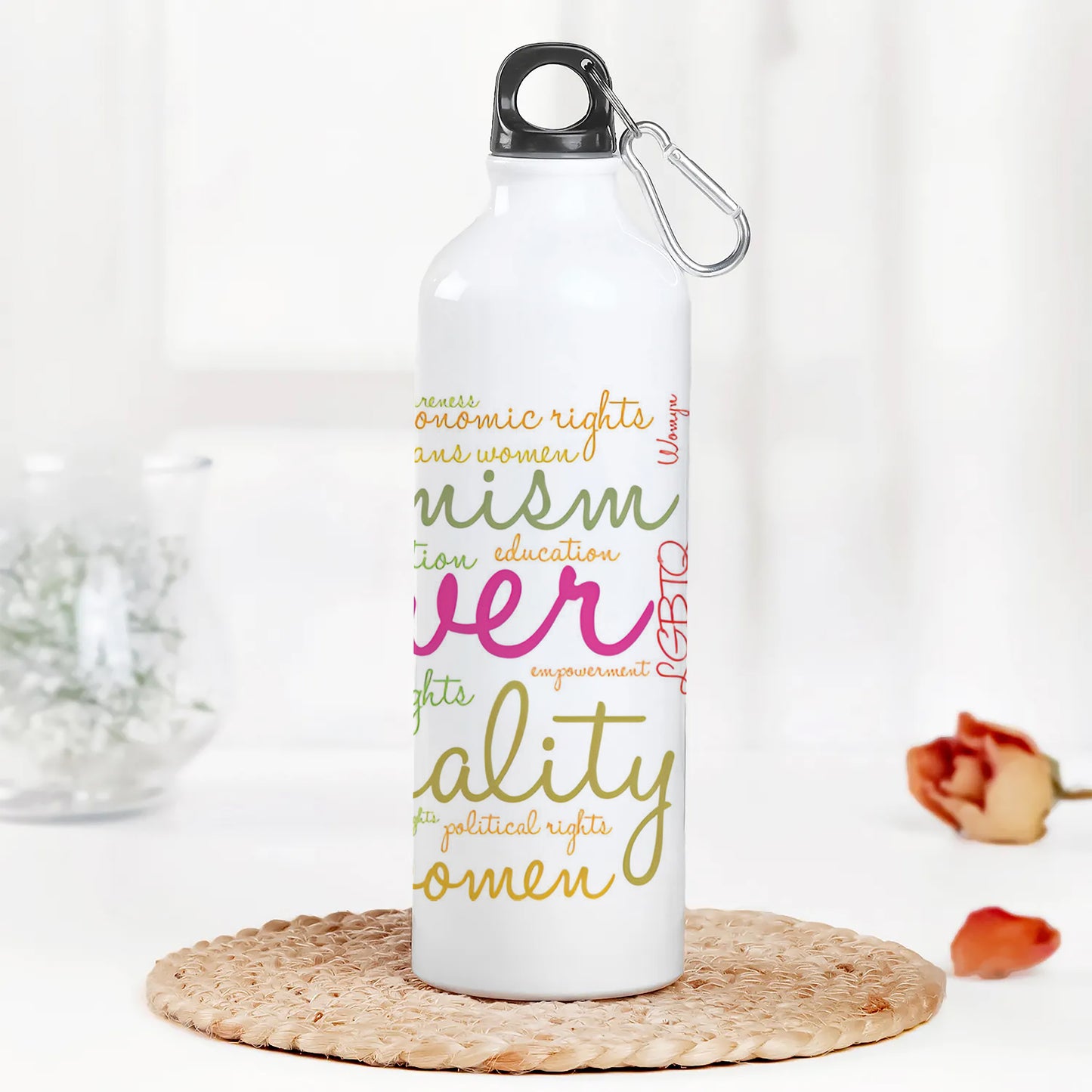 Girl Power word cloud typography pattern Printed Normal Sipper Water Bottle 750 ml For Gym, Yoga, Kids, Boys, Girls, Brother, Sister, Babies, Baby, Workout, Adults