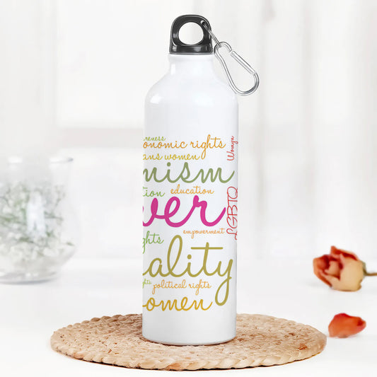 Girl Power word cloud typography pattern Printed Normal Sipper Water Bottle 750 ml For Gym, Yoga, Kids, Boys, Girls, Brother, Sister, Babies, Baby, Workout, Adults