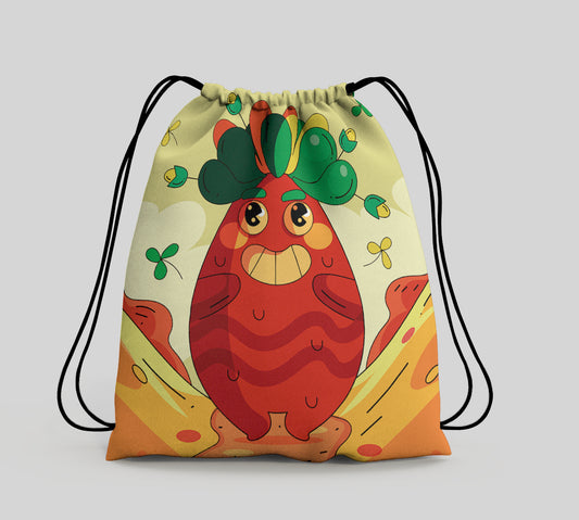 Frail Jon Character illustration Polyester String Backpack Bags for kids for Gym, Yoga, Tuition ,Beach Bag for 4-10 year boys and girls