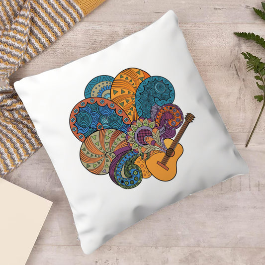 Painting Guitar Art Print Design Cushion (12x12 inches) Pack of 1