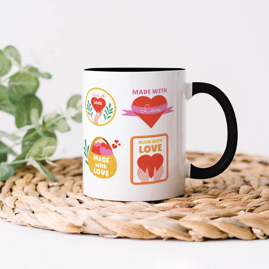 Hand drawn made with love floral label design 330 ml Coffee Mug