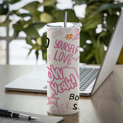 Fashion abstract seamless pattern with graffiti words Printed 750ML with Lid Leak Proof Travel Tumbler with Straw