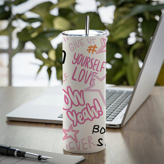 Fashion abstract seamless pattern with graffiti words Printed 750ML with Lid Leak Proof Travel Tumbler with Straw