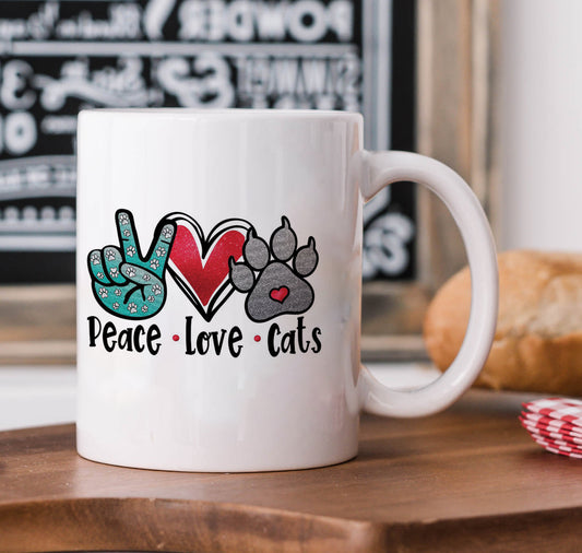 Peace Love cats design White 330 ml Coffee Mug