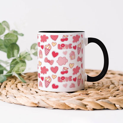 Retro pattern of decorative love elements design 330 ml Coffee Mug