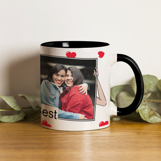 Best Friend forever customized Add One photo black handle 330 ml Coffee Mug