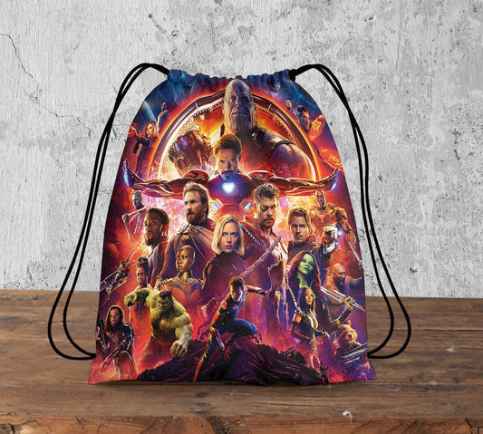 Avengers Infinity War Pattern Polyester String Backpack Bags for kids for Gym, Yoga, Tuition ,Beach Bag for 4-10 year boys and girls