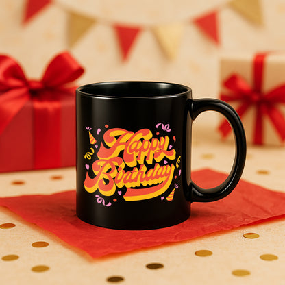 Happy Birthday 330 ml Black Coffee Mug (Pack of 1)