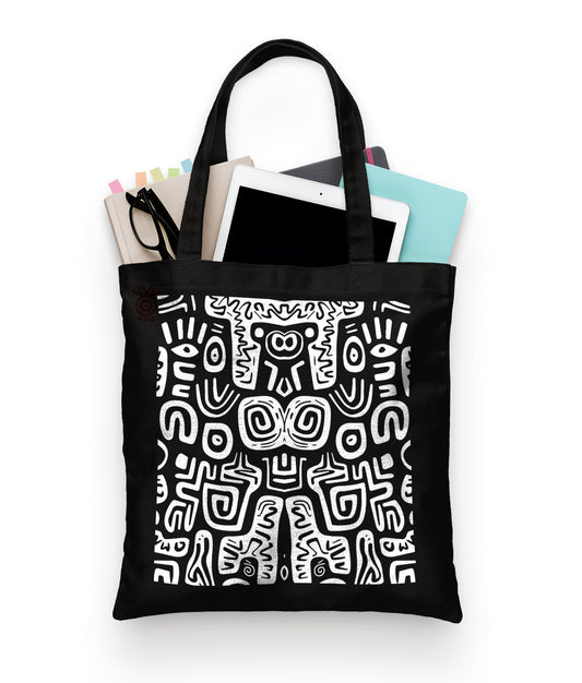 Black and white seamless Design Tote Bag (14 X 16 Inches) For Shopping, College, Travel