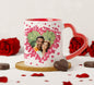 Couple Personalized Add Two Photos Red Heart Handle 330 ml Coffee Mug