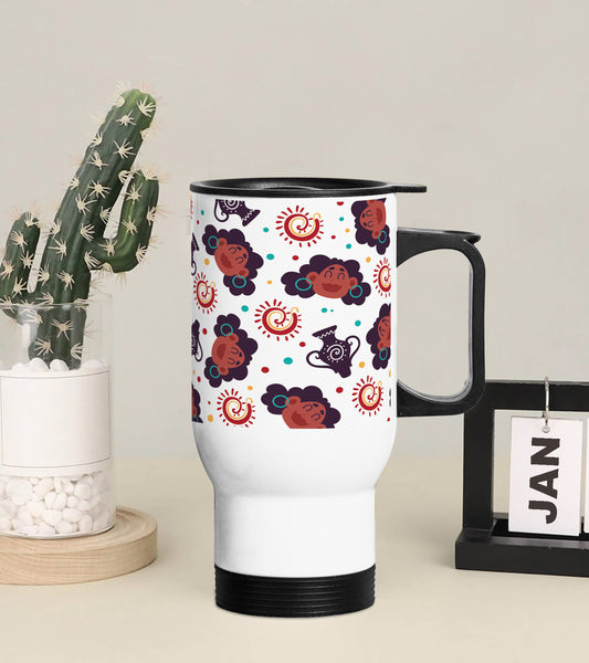Flat African pattern Printed 350ML Travel MUG