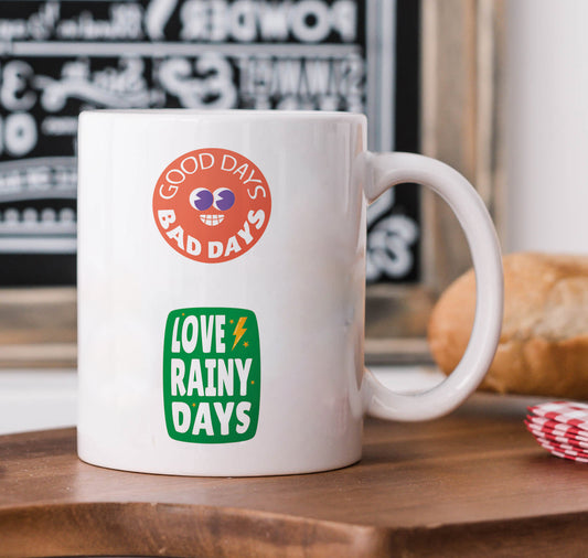 Flat design retro sticker collection White 330 ml Coffee Mug