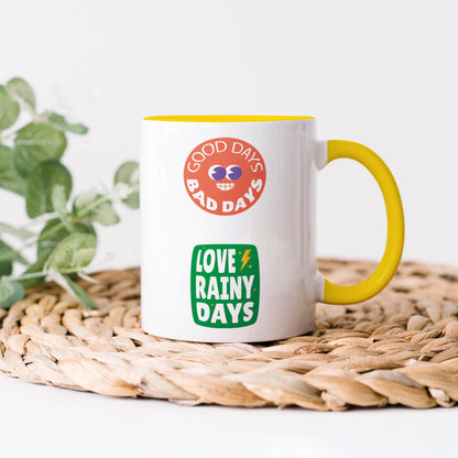 Flat design retro sticker collection  Yellow Handle 330 ml Coffee Mug