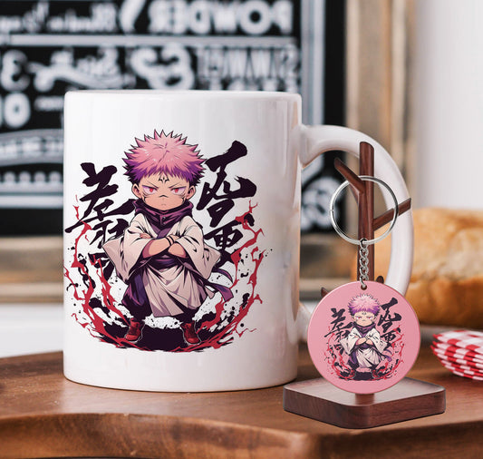 Baby Sukuna illustration design Mug and Keychain Combo 330 ml Coffee Mug