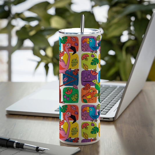 Childlike animals pattern design Printed 750ML with Lid Leak Proof Travel Tumbler with Straw