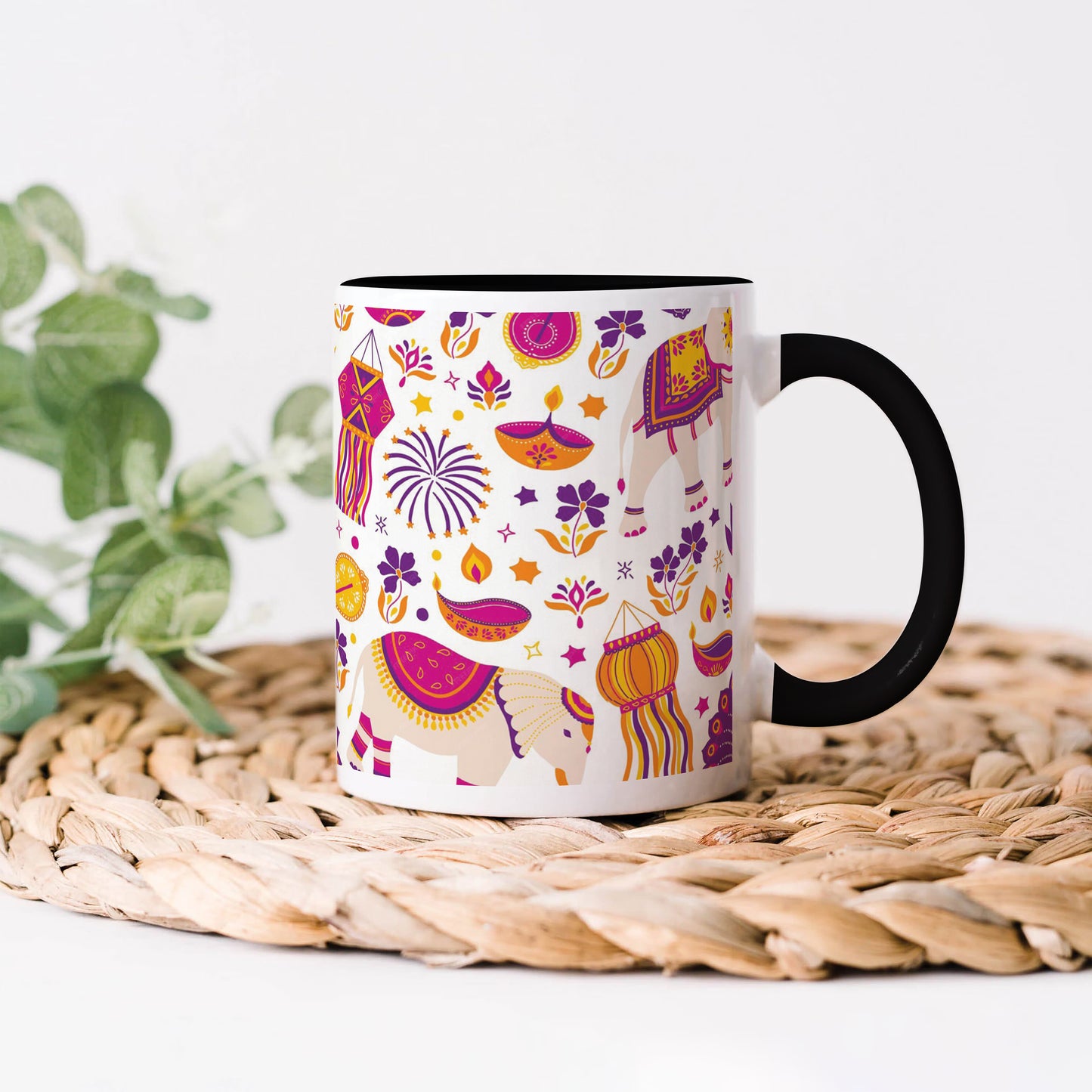 Happy diwali vector elements seamless pattern design 330 ml Coffee Mug