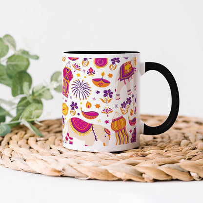 Happy diwali vector elements seamless pattern design 330 ml Coffee Mug