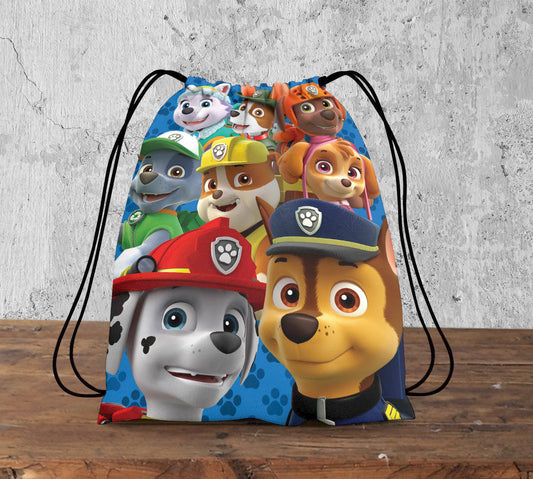 Paw Patrol Design Pattern Polyester String Backpack Bags for kids for Gym, Yoga, Tuition ,Beach Bag for 4-10 year boys and girls
