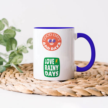 Flat design retro sticker collection Dark Blue Handle 330 ml Coffee Mug