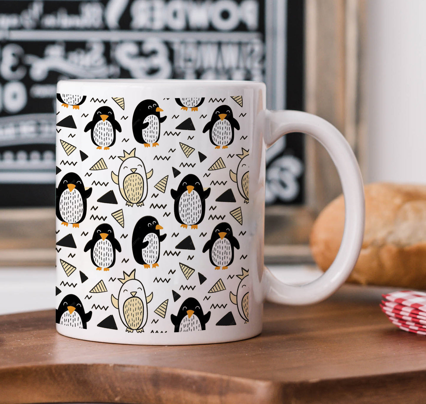 Hand drawn penguin doodle pattern White 330 ml Coffee Mug