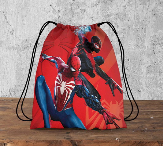 Original and Black Spiderman Pattern Polyester String Backpack Bags for kids for Gym, Yoga, Tuition ,Beach Bag for 4-10 year boys and girls