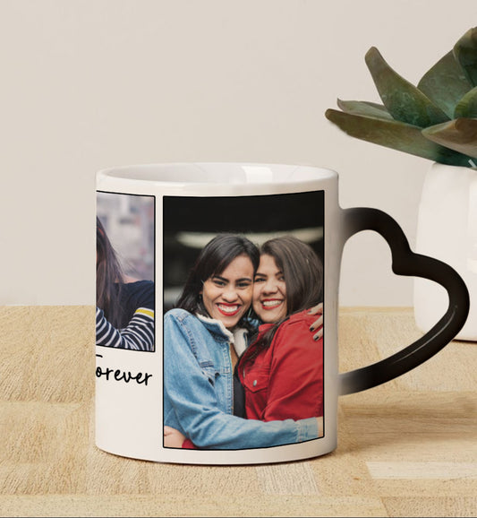 Best Friend forever customized add three photos magic mug 330 ml Coffee Mug