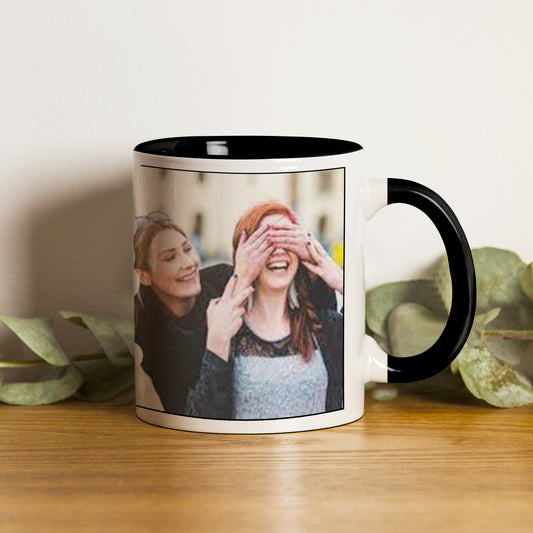 Best Friend forever Personalized Add Two photos black handle 330 ml Coffee Mug