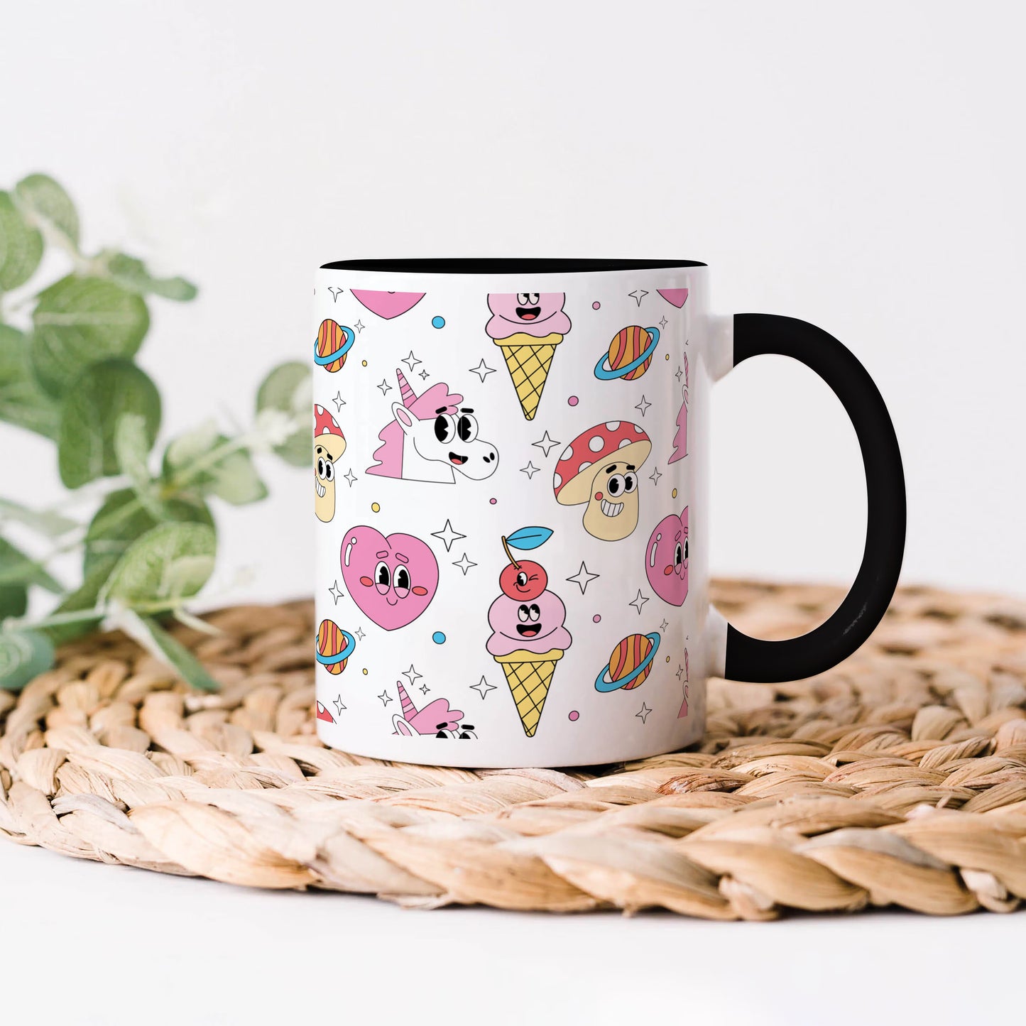 Hand drawn flat trendy cartoon pattern 330 ml Coffee Mug