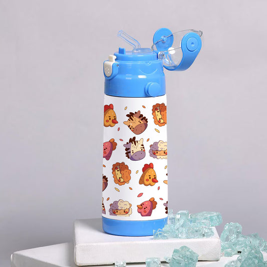 Hand drawn childlike animals and birds pattern 500ml kids Bottle