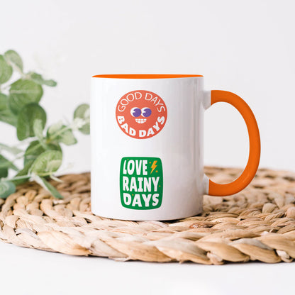Flat design retro sticker collection Orange Handle 330 ml Coffee Mug