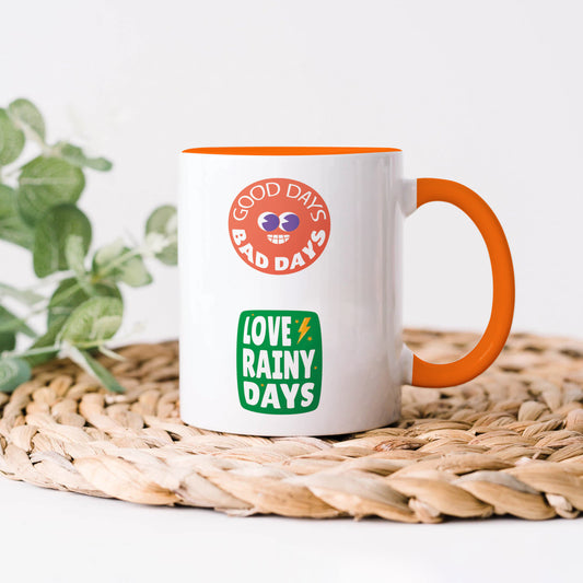 Flat design retro sticker collection Orange Handle 330 ml Coffee Mug