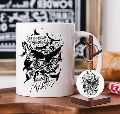 Itachi uchiha mangekyou sharingan design Mug and Keychain Combo 330 ml Coffee Mug