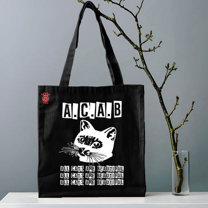 All Cats are Beautiful text  Design Tote Bag (14 X 16 Inches) For Shopping, College, Travel