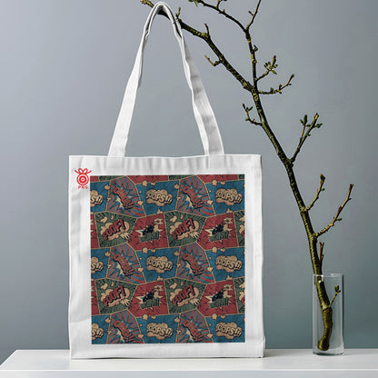 Comic Bubbles Seamless Design Tote Bag (14 X 16 Inches) For Shopping, College, Travel