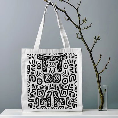 Black and white seamless Design Tote Bag (14 X 16 Inches) For Shopping, College, Travel