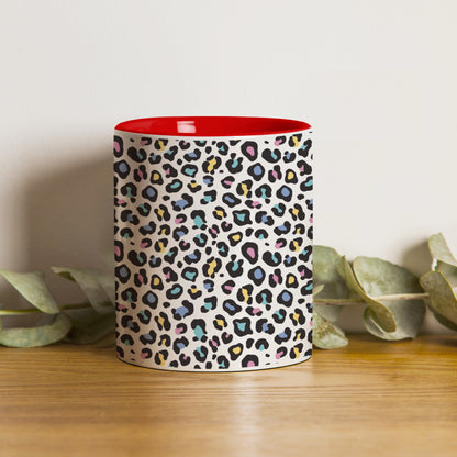 Color full Vector leopard animal motif vector seamless pattern design Red Handle 330 ml Coffee Mug