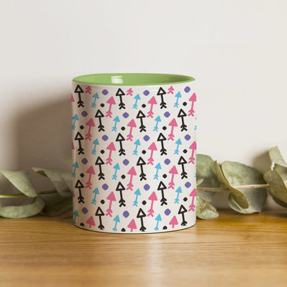Black pink and sky color Arrow pattern design Pattern Lite Green Handle 330 ml Coffee Mug