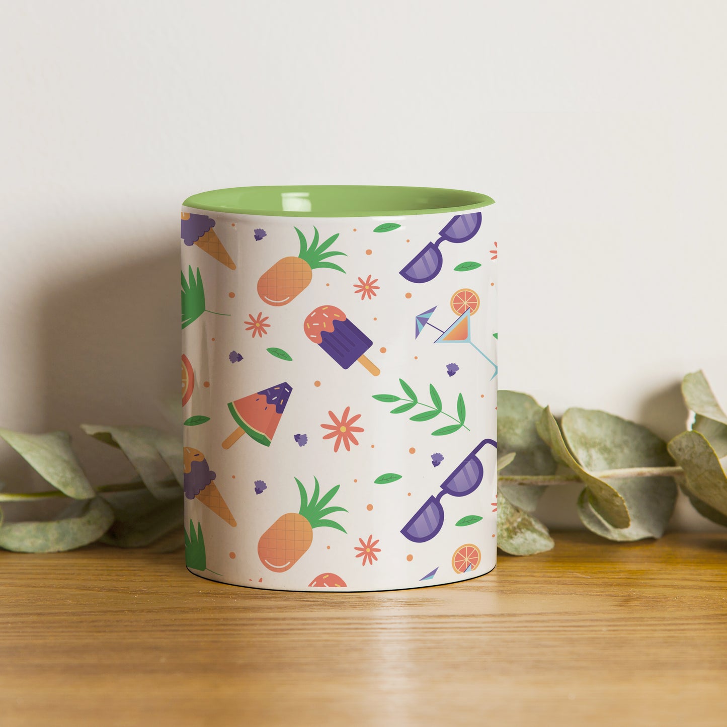 vector Summer pattern design pattern design Pattern Lite Green Handle 330 ml Coffee Mug