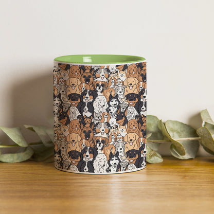 Dog breeds illustration design Pattern Lite Green Handle 330 ml Coffee Mug